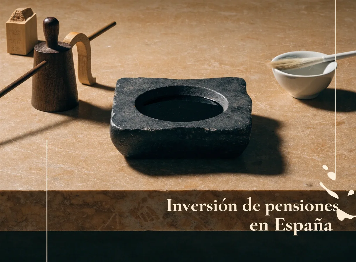 Regla de madera y taza de cerámica sobre un escritorio oscuro iluminado por una lámpara de mesa