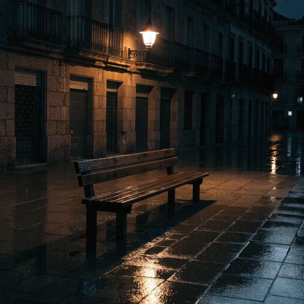 Detalle de un cuaderno rayado sobre una mesa de madera bajo una lámpara de mesa encendida